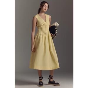 New Anthropologie Maeve The Hailey Sleeveless V-Neck Pintuck Midi Dress X-Large